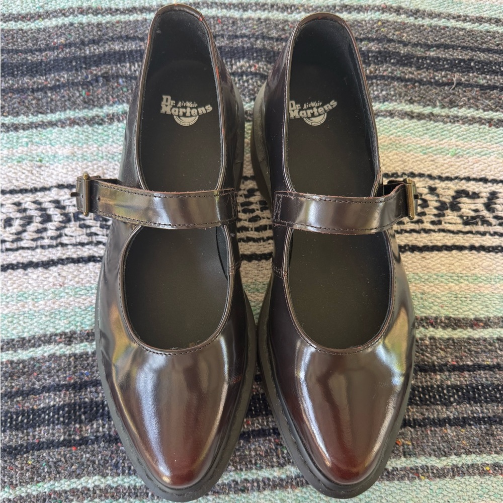 Dr Martens ELPHIE Leather Mary Jane Shoes Cherry Red Arcadi Womens Size 9 EU 41 - Picture 2 of 7